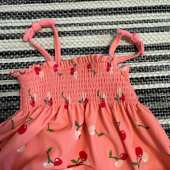 Janie and Jack Baby Girl Cherry Print One Piece Swimsuit Orange Size 6-12M - Picture 2 of 8